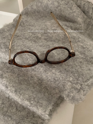 日系复古椭圆眼镜玳瑁色书呆子