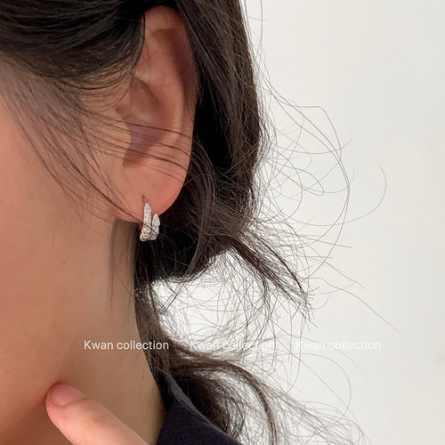 独特蛇形锆石耳环轻奢纯银高级感
