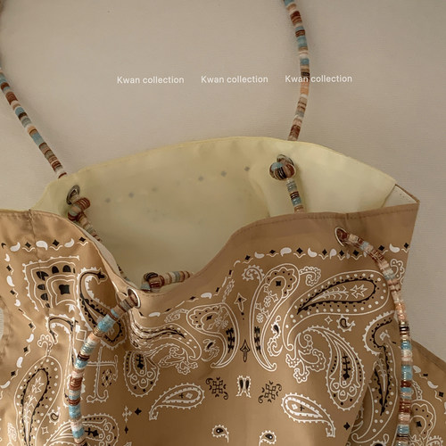 花少明星同款腰果花方巾单肩包