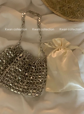 KWAN复古金属银色亮片包韩版气质小众设计夏天新款手提包单肩包女
