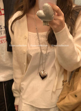 KWAN韩国博主fever同款numbering爆款小众金属大爱心心形项链腰链