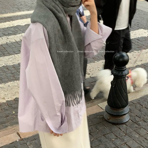 张元英同款灰色100%羊毛围巾