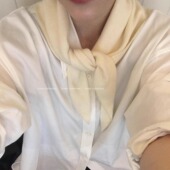 KWAN奶白色纯羊毛针织三角巾围巾韩版 女秋冬保暖护颈高级感披肩