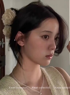 KWAN欧阳娜娜同款发夹新中式花朵抓夹干枯玫瑰花发饰古风头饰发卡