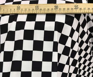 黑白格子氨纶印花布料 弹力舞蹈服连衣裙肚皮拉丁舞面料 时装服装