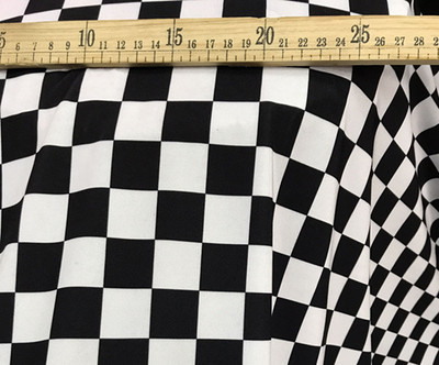 黑白格子氨纶印花布料肚皮拉丁舞