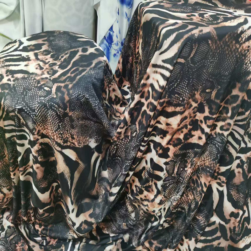 氨纶布料四面弹力豹纹蛇纹印花拉丁舞服游泳衣紧身打底裤舞蹈面料