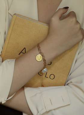 巴洛克珍珠钱币手链Ins风拼接