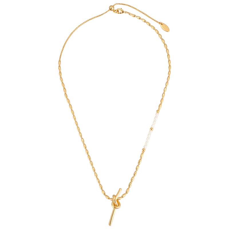 littlejoys打结扣珍珠项链女