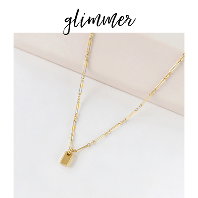 铜镀金几何吊坠法式项链