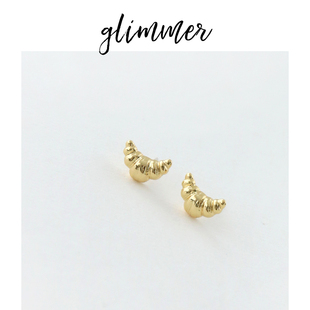 glimmer外贸y单铜镀金牛角包造型法式耳钉ins风精致通勤银针耳饰