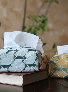 经典铃鼓纸巾袋刺绣跑兔车载抽纸盒餐厅客厅布艺餐巾袋棉麻绣花