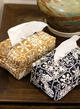 刺绣立体纸巾袋抽纸盒小花砖精美绣花布艺车载卫生纸盒软装搭配