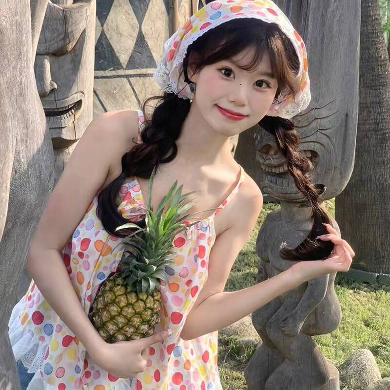彩色甜美风小背心女夏日多巴胺女孩穿搭海边度假背带吊带无袖上衣