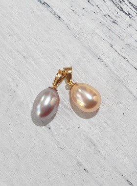 水滴形珍珠吊坠美国包金生辰石