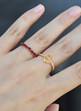 绕线原创设计风狮子巨蟹座戒指