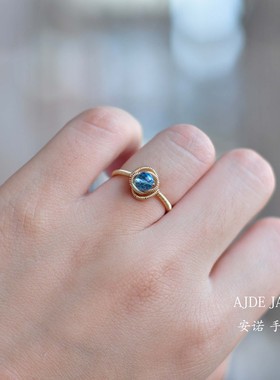 瑞士蓝包金射手座七夕托帕石戒指