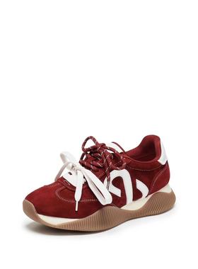 25号复古红色德训鞋女百搭厚底运动休闲鞋阿甘鞋Y2322