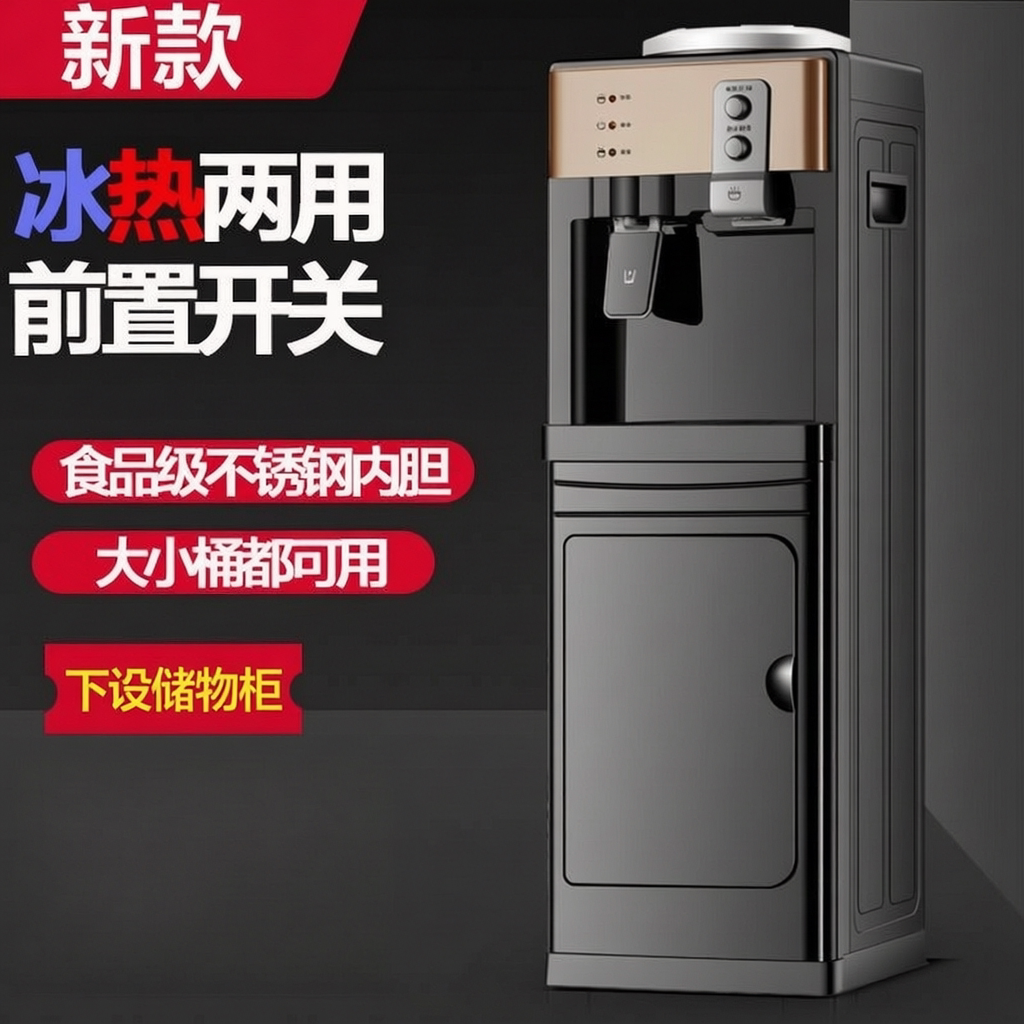 上置式饮水机家用理发店办公室双开门制冷两用水桶饮水机冰温热