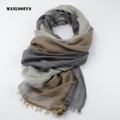 新款 百搭撞色条纹防晒披肩两用棉麻风 纯棉围巾男女春秋冬天薄韩版