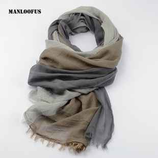 新款 百搭撞色条纹防晒披肩两用棉麻风 纯棉围巾男女春秋冬天薄韩版