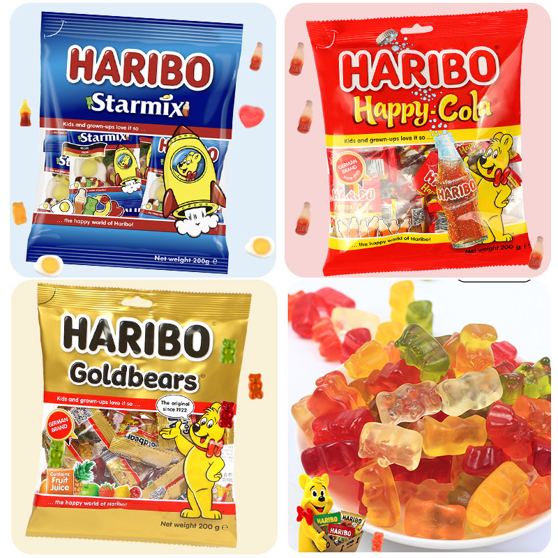 进口Haribo哈瑞宝小熊软糖水果橡皮糖200g*3袋儿童年货零食喜糖果