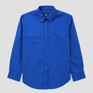 女2025秋季 基础克莱因蓝衬衫 休闲宽松衬衣外套通勤 长袖 纯棉女衬衫