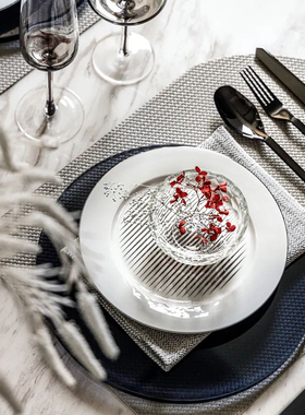 YALON雅龙 现代中式餐盘套装样板间餐桌摆台摆件欧式软装盘子餐具