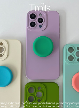 Trolls|泡泡缤纷游乐园 清新撞色泡泡软胶支架小众撞色ins手机壳适用华为mate70Pro苹果17小米17oppovivoX300