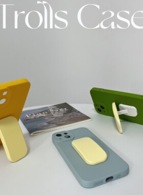 小众高级感莫兰迪绿色华为P70手机壳mate50pro荣耀90韩国奶黄色推拉支架适用苹果15/16全包防摔VIVOS16小米13