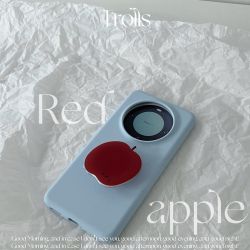Trolls|液态硅胶红苹果支架简约手机壳适用华为Pura80/mate60pro/iphone16promax/reno14/X200小米15软糯手感