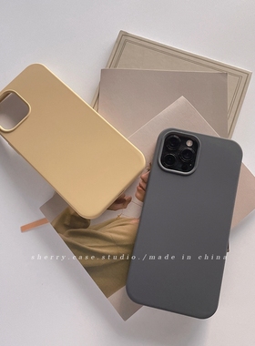 Trolls ins中性BF风碳灰色简约纯色硅胶适用iphone16e苹果15promax手机壳液态硅胶iphone1413情侣保护套8plus