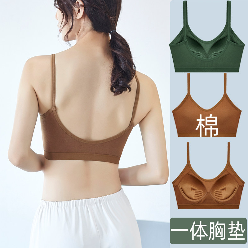美背内衣女无钢圈薄款小胸聚拢运动吊带背心抹胸式一体裹胸文胸罩