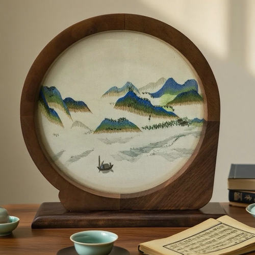 湘绣双面绣熊猫刺绣画