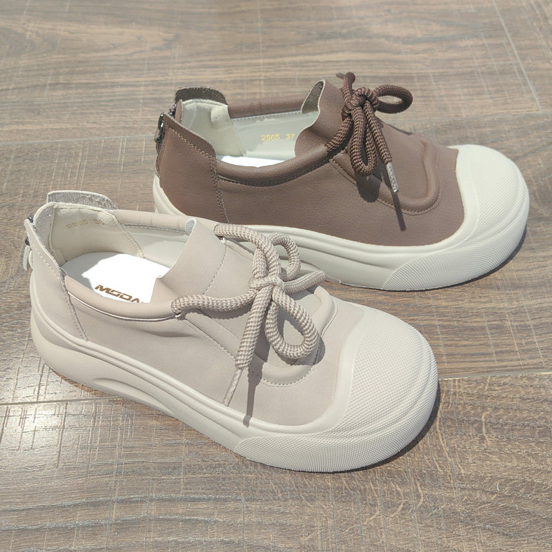 秋冬英伦显高软底透气女板鞋