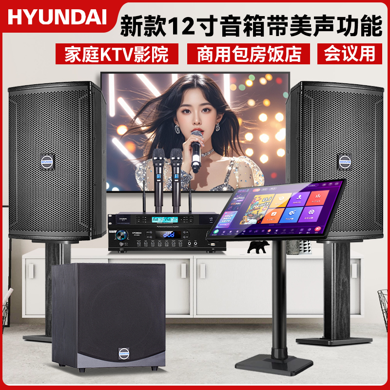 现代家庭KTV音响套装卡拉OK机家用客厅K歌功放音箱影院点歌机全套