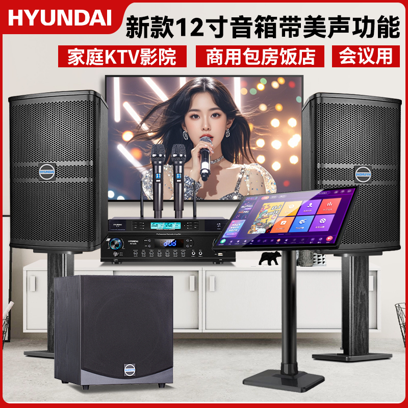 现代家庭KTV音响套装卡拉OK机家用客厅K歌功放音箱影院点歌机全套