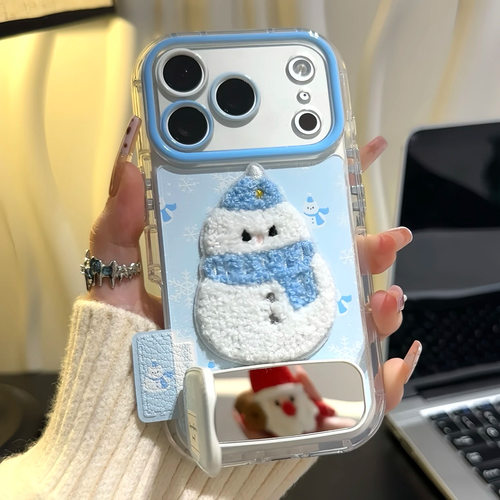 雪人刺绣款适用苹果17手机壳iphone16promax华为mate70荣耀保护套