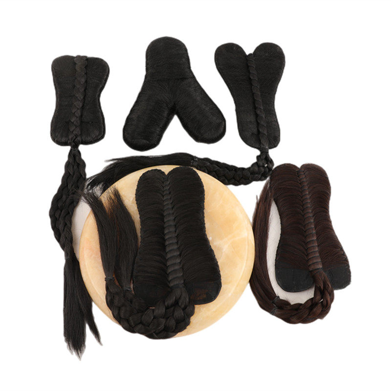 贵妃格格假发古风如意传造型头饰清朝旗头燕尾黑色棕色高温丝发髻