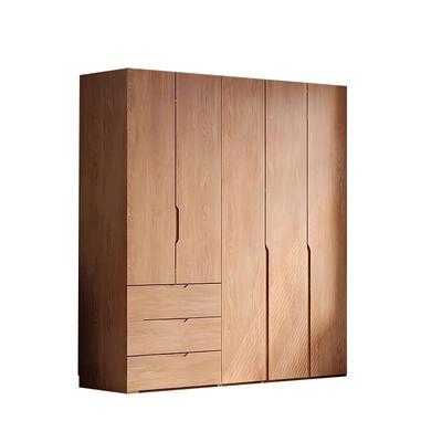 全实木橡木衣柜卧室家用北欧原木风小户型衣橱柜现代简约储物柜子