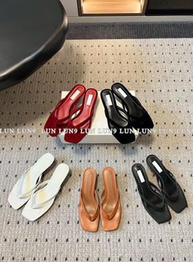 LUN LUN9 2025新款人字拖鞋外穿夏季女网红爆款红色粗跟高跟夹趾
