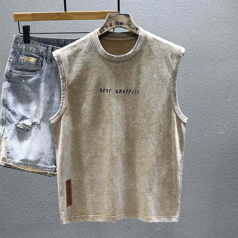 Mostarsea~美式运动风!夏季纯棉坎肩背心男士潮牌宽松健身无袖t恤