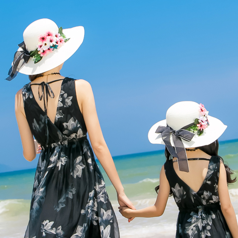 悦海悦贝亲子帽母女沙滩遮阳帽