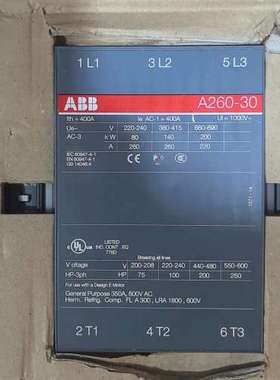 瑞典ABBA260-30-11接触器，线圈电压AC110