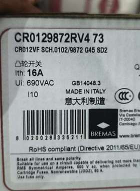 BREMAS凸轮开关，型号CR0129872RV4 73，全