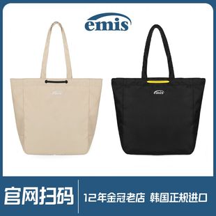 现货韩国采购正品 EMIS小众品牌单肩手提抽绳大容量防水健身托特包