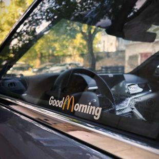 麥當勞good morning汽車側窗玻璃貼紙車身三角窗貼電動車創意個性