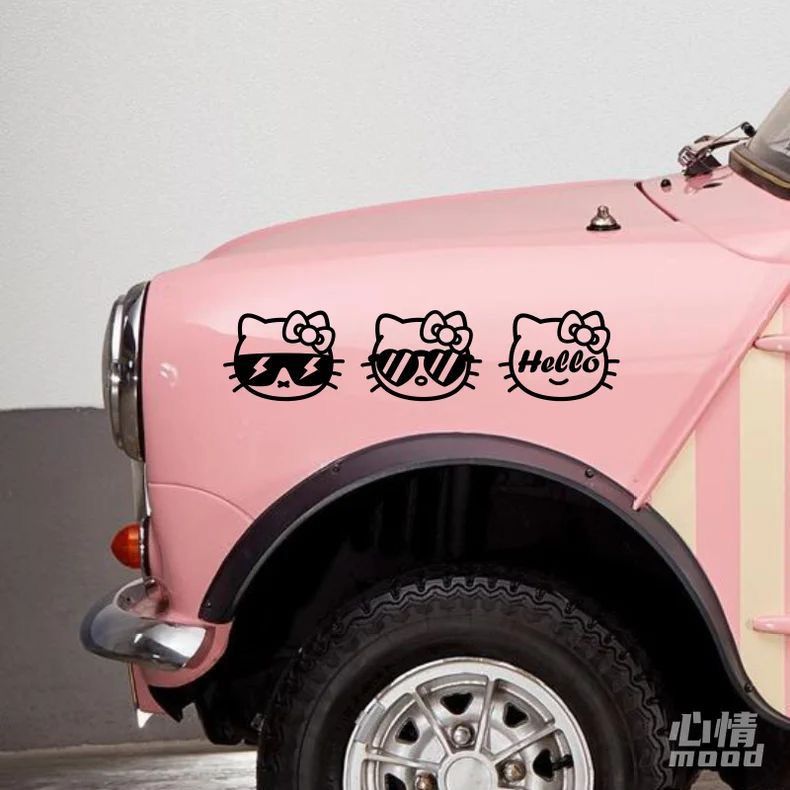 酷酷的可爱HelloKitty凯蒂猫车身门A柱后挡风装饰贴纸