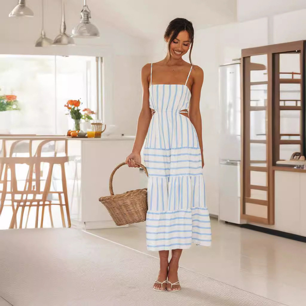 夏季吊带长款连衣裙New women's suspender long dress in summer