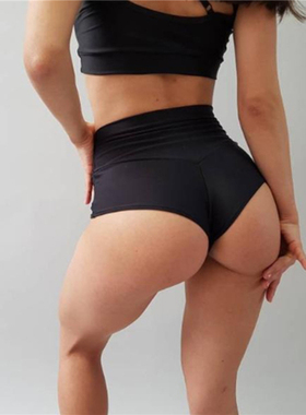 Sports Solid High Waist Tight Shorts  运动纯色高腰紧身短裤女